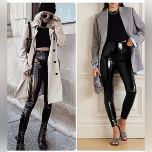 SPANX faux patent leather leggings in black Small